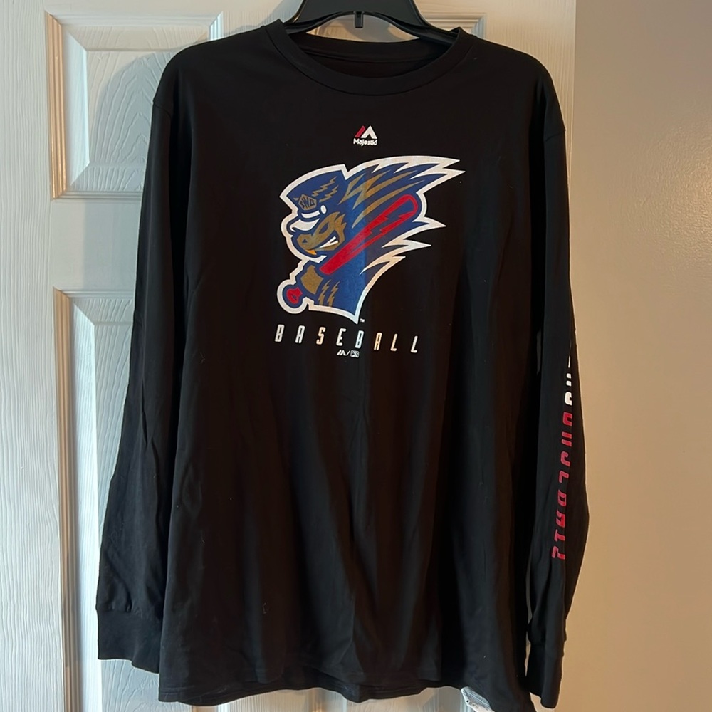 Large Men’s Majestic long sleeve Scranton/Wilkes-Barre Railriders shirt